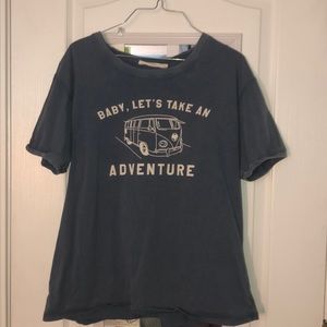 distressed blue adventure t shirt